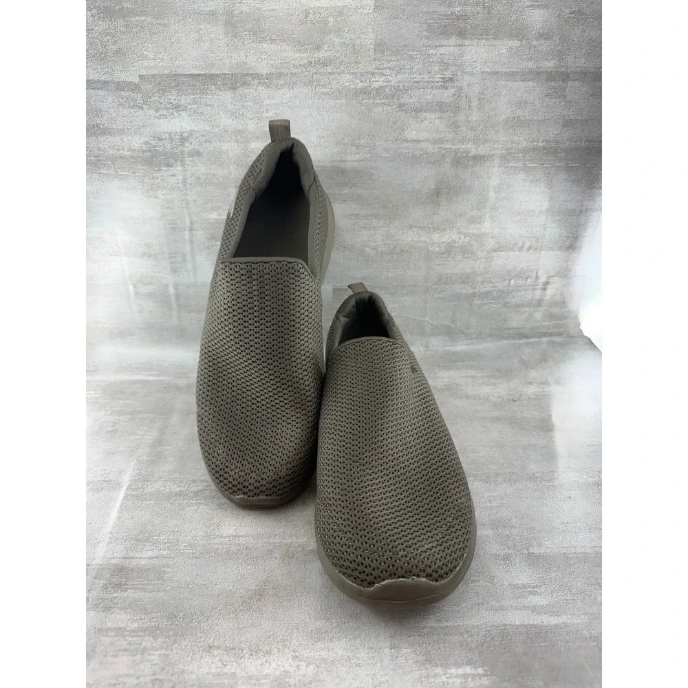 Skechers Go Walk Max Men Sz 9.5 Khaki Olive Mesh Slip On Walking Shoes 54600 KHK